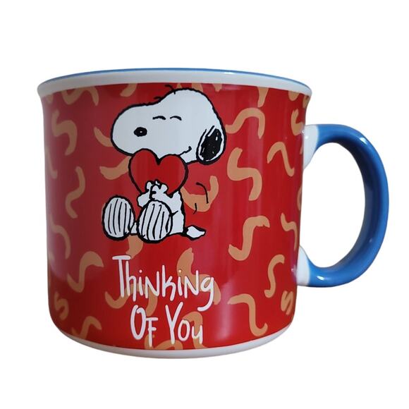 Peanuts Snoopy Thinking of You 21OZ Glossy Ceramic Camper Mug, Red - Picture 1 of 6